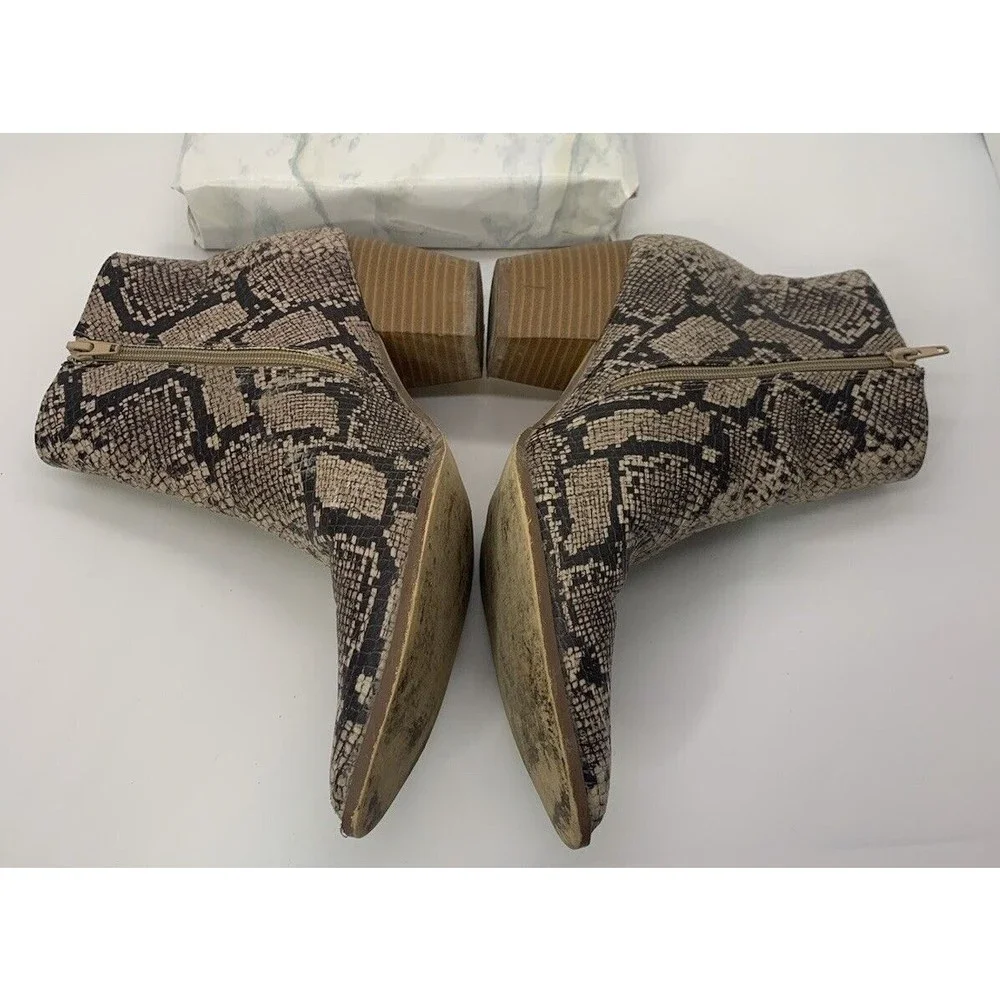 LULUS X Matisse Snakeskin Print Vegan Leather Western Ankle Cowgirl Boots 9M - Picture 4 of 10